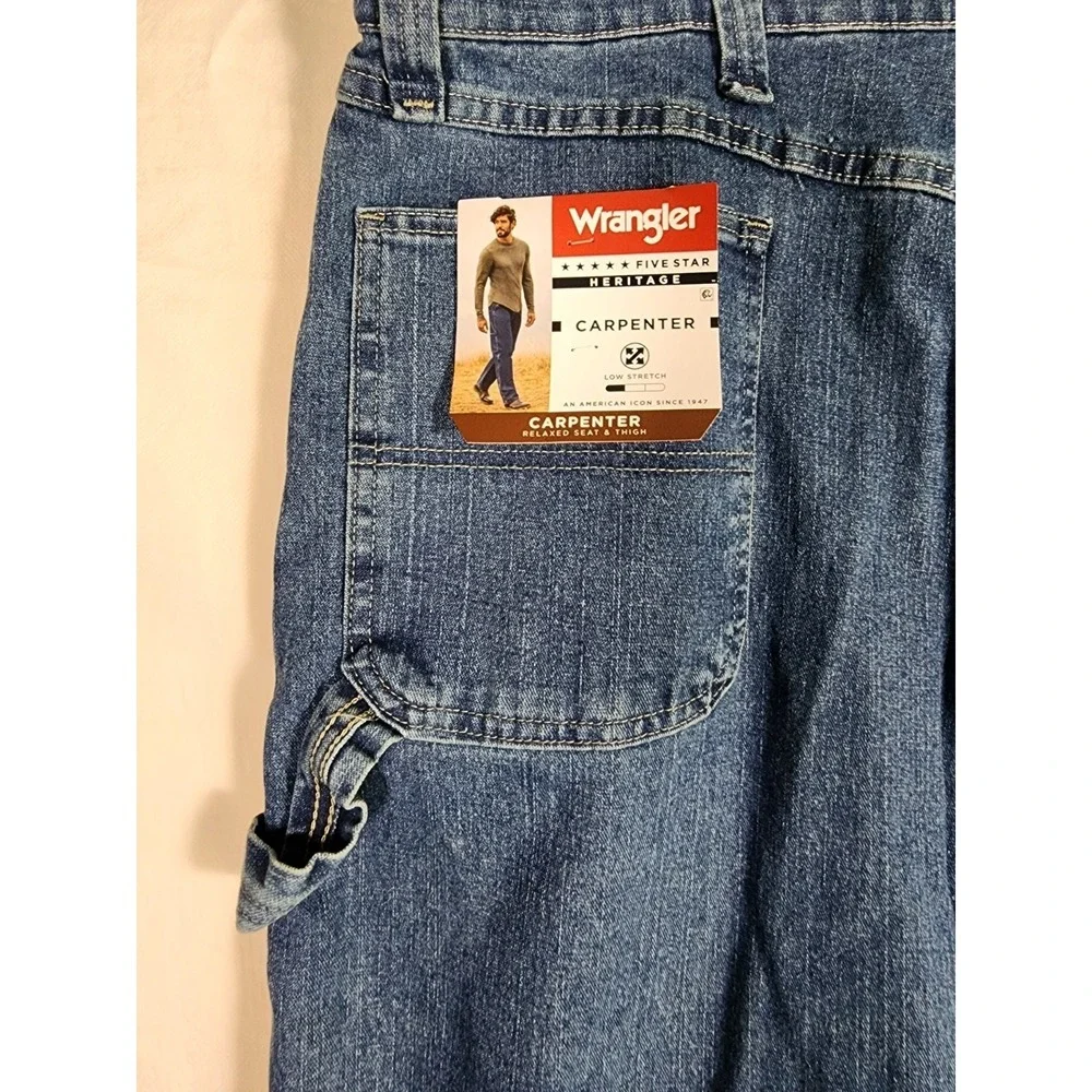Wrangler NWT Five Star Heritage Carpenter Blue Jeans Men's 42x30 Work Pants - Picture 6 of 6